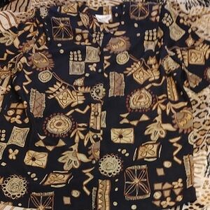 Leandra Vintage Black and Brown Patterned Shirt Sz 18W